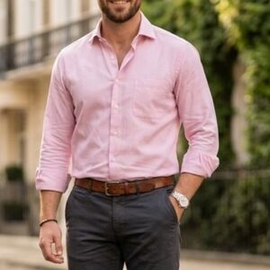 Robert Talbott Pink Herringbone Dress Shirt 16.5 - 34 Made in USA